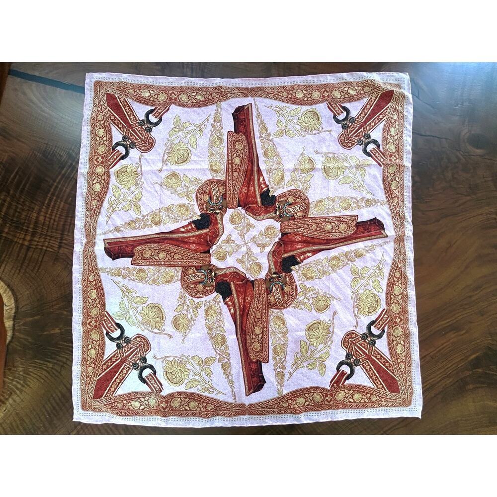 Pineda Covalin Mexico Silk Scarf Charrería Charro Saddle Pink Greca